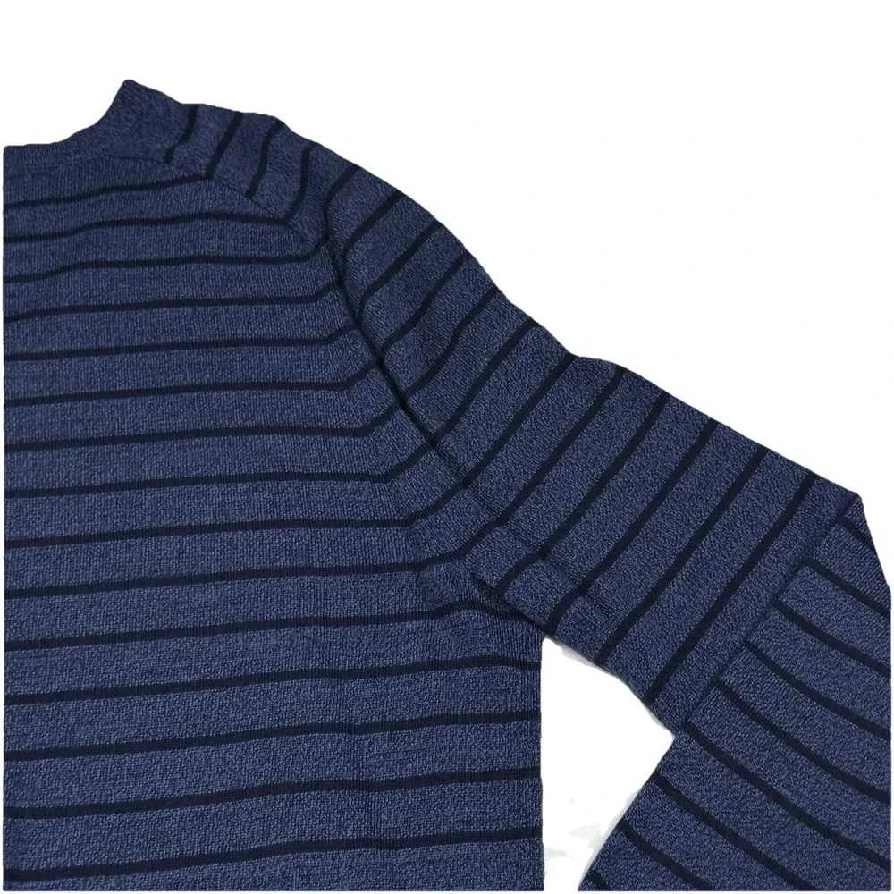 Banana Republic Baruffa Merino Wool Sweater Men's Large V Neck Blue Striped